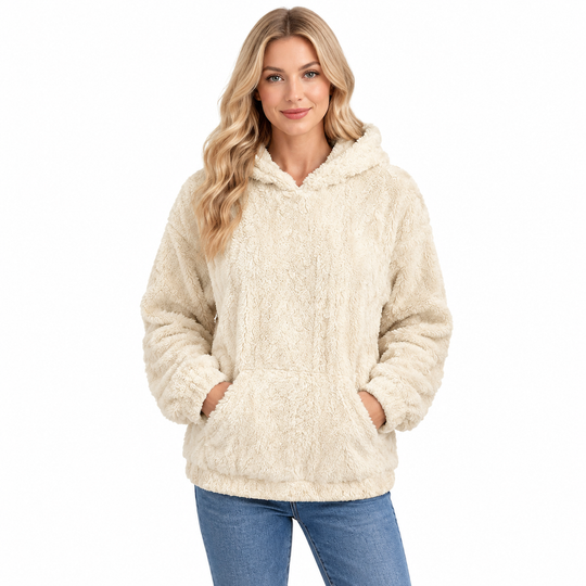 Women's Loose Fit Pullover Jacquard Hooded Plush Hoodie for Autumn and Winter