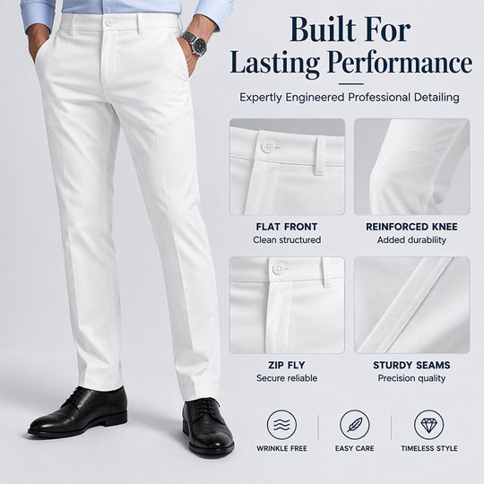 👖 Tailored Streamlined Look, Comfortable Mid-Rise Fit | Men's Slim-Fit Mid-Rise Suit Pants