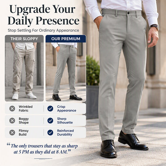 👖 Tailored Streamlined Look, Comfortable Mid-Rise Fit | Men's Slim-Fit Mid-Rise Suit Pants