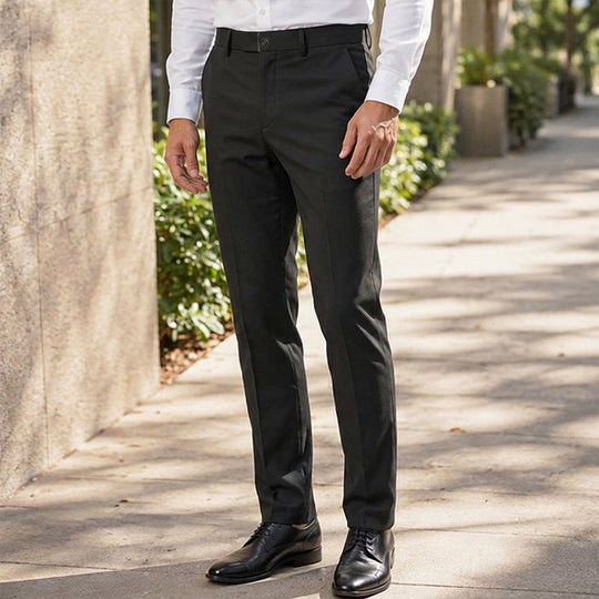 👖 Tailored Streamlined Look, Comfortable Mid-Rise Fit | Men's Slim-Fit Mid-Rise Suit Pants