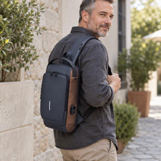 Anti-Theft Sling Bag with USB Charging Port for Men