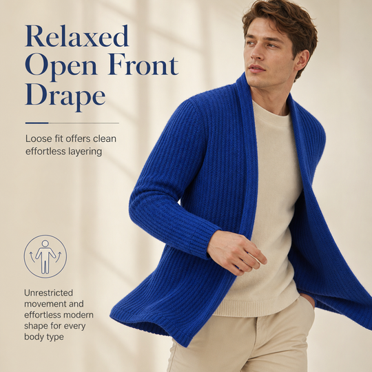 Men's Solid Long Sleeve Knit Cardigan Sweater