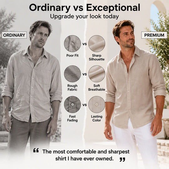 🌿 Breezy Comfort, Easy Vacation Style | Men's Casual Lightweight Breathable Linen Shirt