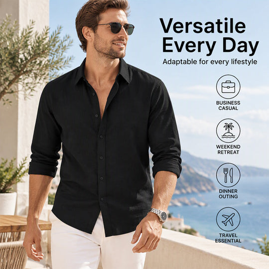 🌿 Breezy Comfort, Easy Vacation Style | Men's Casual Lightweight Breathable Linen Shirt