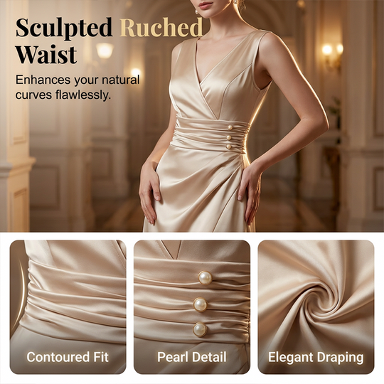 👗 Flattering Neckline, Sculpted Silhouette | Women's V-neck Sleeveless Fitted Dress