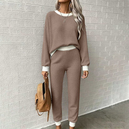 Women's Casual Waffle Knit 2-Piece Set