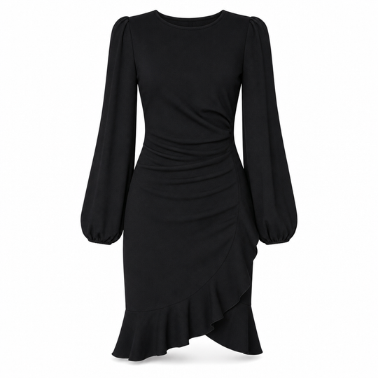 Women's Solid Color Puff Sleeve Bodycon Dress