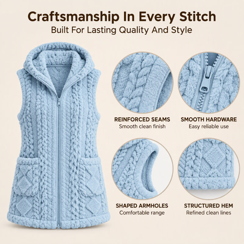 Women's Cozy Double-Sided Fuzzy Hooded Vest
