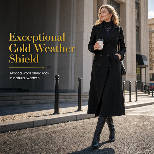 Women's Long Double Breasted Textured Coat Elegant Commuter Outerwear🔥𝙁𝙧𝙚𝙚 𝙎𝙝𝙞𝙥𝙥𝙞𝙣𝙜
