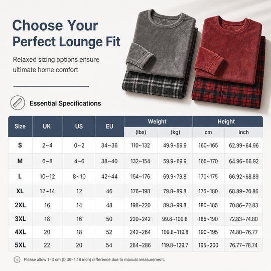 Men's Soft Plush Knit Loungewear Pajama Set with Solid Crewneck Top and Plaid Pants🔥𝙁𝙧𝙚𝙚 𝙎𝙝𝙞𝙥𝙥𝙞𝙣𝙜
