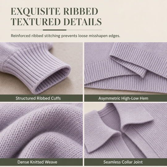 🧶 Relaxed Drape Comfort, Polished Collar Detail | Women's Loose Fit Collared Knit Sweater Casual Slouchy Solid Color Long Sleeve Knitwear
