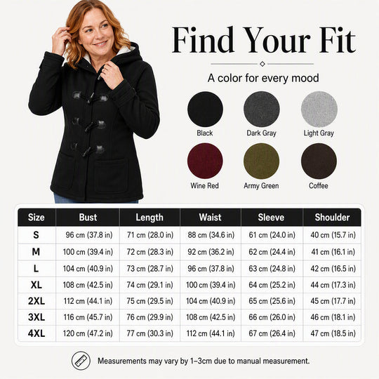 🧥 Cold-Ready Warmth, Timeless Button Detail | Women's Winter Warm Hooded Toggle Coat