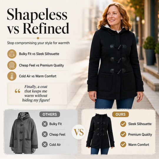🧥 Cold-Ready Warmth, Timeless Button Detail | Women's Winter Warm Hooded Toggle Coat