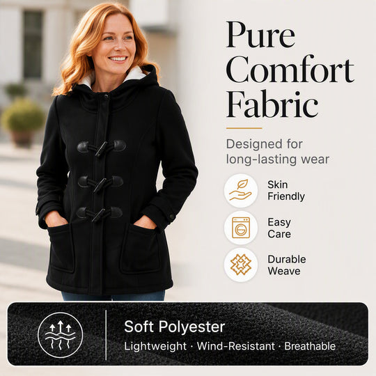 🧥 Cold-Ready Warmth, Timeless Button Detail | Women's Winter Warm Hooded Toggle Coat