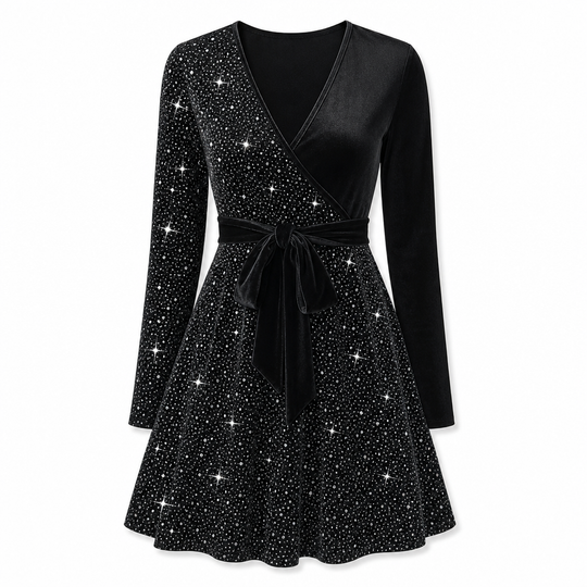 Sexy Women's V-Neck Asymmetrical Hem Sequin Dress – Glamorous & Party-Ready
