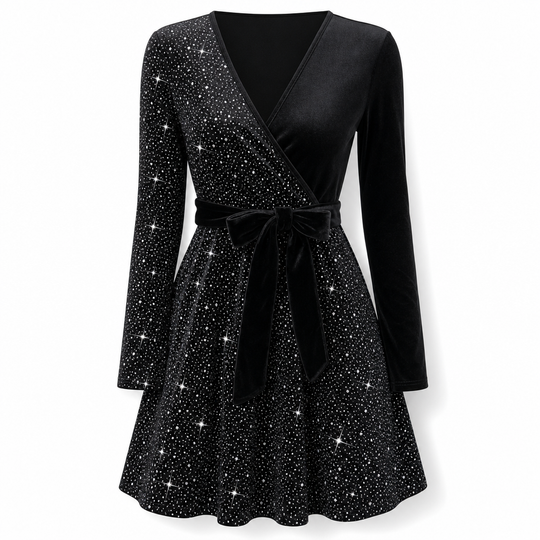 Sexy Women's V-Neck Asymmetrical Hem Sequin Dress – Glamorous & Party-Ready