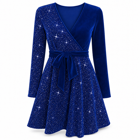 Sexy Women's V-Neck Asymmetrical Hem Sequin Dress – Glamorous & Party-Ready
