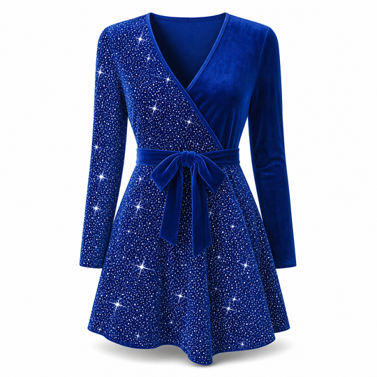 Sexy Women's V-Neck Asymmetrical Hem Sequin Dress – Glamorous & Party-Ready