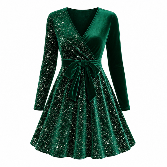 Sexy Women's V-Neck Asymmetrical Hem Sequin Dress – Glamorous & Party-Ready