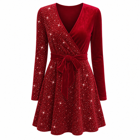 Sexy Women's V-Neck Asymmetrical Hem Sequin Dress – Glamorous & Party-Ready