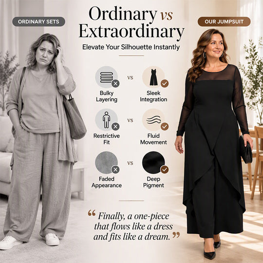 Women's Elegant Mesh Long Sleeve Jumpsuit with Wrap Overlay
