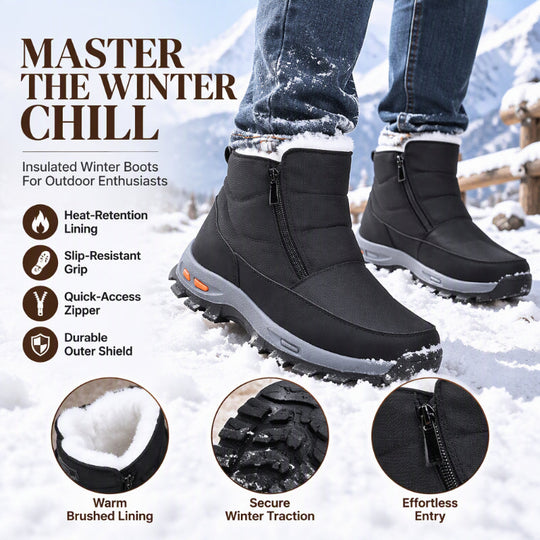 🥾 Toasty Lined Warmth, Stay-Dry Protection | Men's Winter Plush-Lined Waterproof Snow Boots