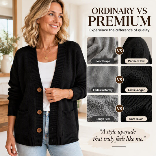 🧶 Relaxed Easy Comfort, Flattering Neckline | Women's Loose-Fit V-Neck Sweater Cardigan
