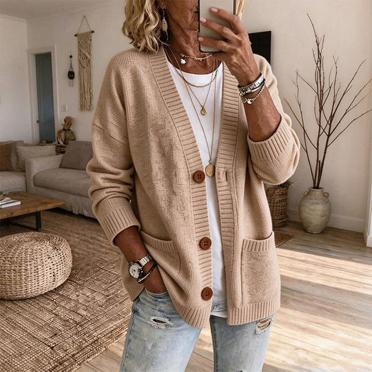 🧶 Relaxed Easy Comfort, Flattering Neckline | Women's Loose-Fit V-Neck Sweater Cardigan