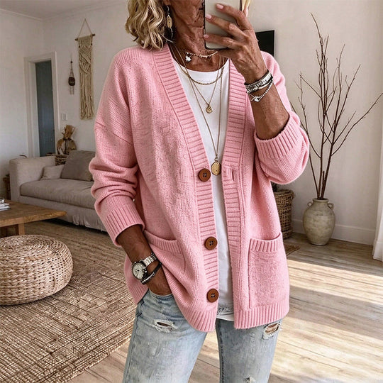 🧶 Relaxed Easy Comfort, Flattering Neckline | Women's Loose-Fit V-Neck Sweater Cardigan