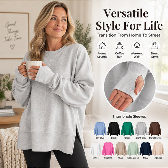 👚 Relaxed Comfort, Flowing Side Detail | Women's Loose Crewneck Side Slit Sweatshirt