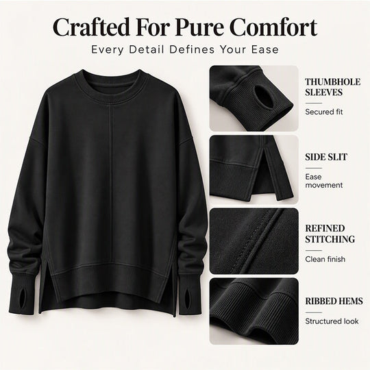 👚 Relaxed Comfort, Flowing Side Detail | Women's Loose Crewneck Side Slit Sweatshirt