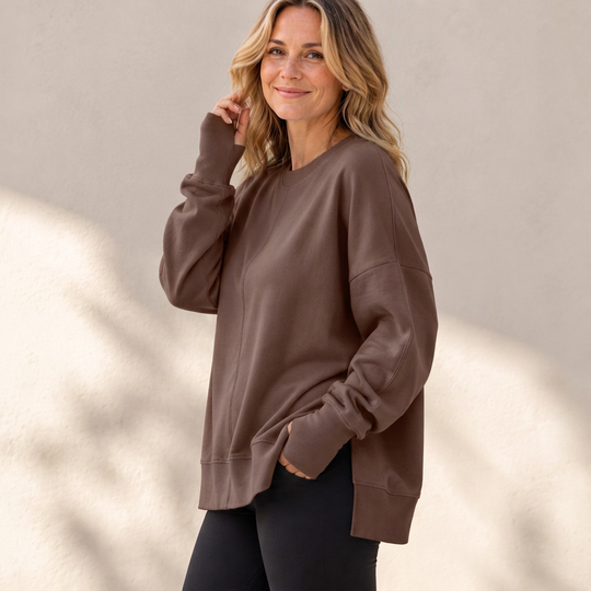 👚 Relaxed Comfort, Flowing Side Detail | Women's Loose Crewneck Side Slit Sweatshirt