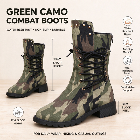 Womens Retro Western Cowboy Tall Boots Plus Size Camouflage Riveted High Boots