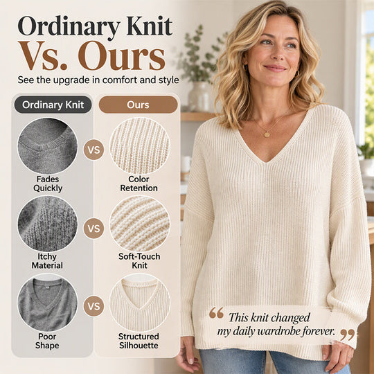 Women's Oversized V-Neck Knit Sweater