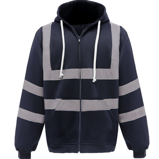 🦺 Be-Seen Confidence, Easy On/Off | Men's High Visibility Reflective Zipper Hoodie