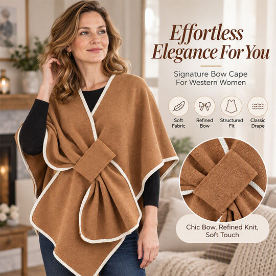 🧣 Flowing Drape, Easy Layering Comfort | Women's Elegant Knitted Poncho Shawl