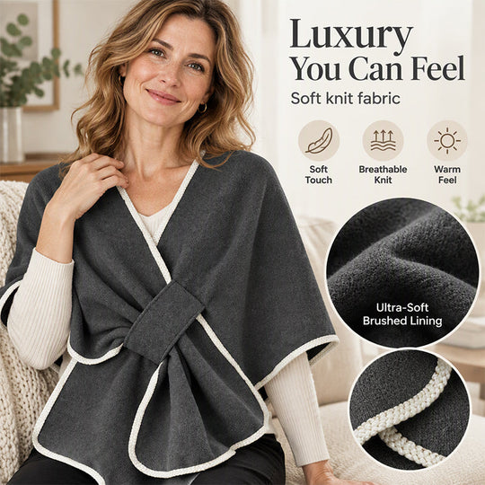 🧣 Flowing Drape, Easy Layering Comfort | Women's Elegant Knitted Poncho Shawl