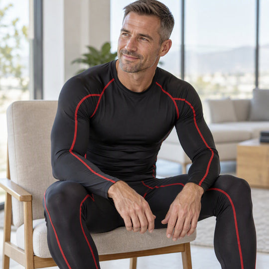 🏃 Flexible Support, Toasty Base-Layer Warmth | Men's Compression Workout Thermal Underwear Set