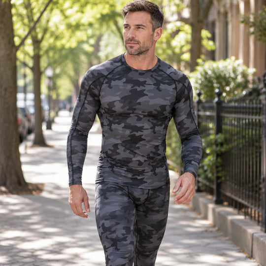 🏃 Flexible Support, Toasty Base-Layer Warmth | Men's Compression Workout Thermal Underwear Set