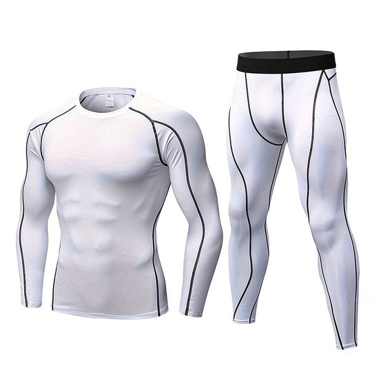 🏃 Flexible Support, Toasty Base-Layer Warmth | Men's Compression Workout Thermal Underwear Set