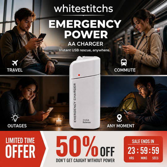 📢📢40% OFF !! ⏰Portable Emergency Phone Charger AA Battery Powered Power Bank with LED Flashlight