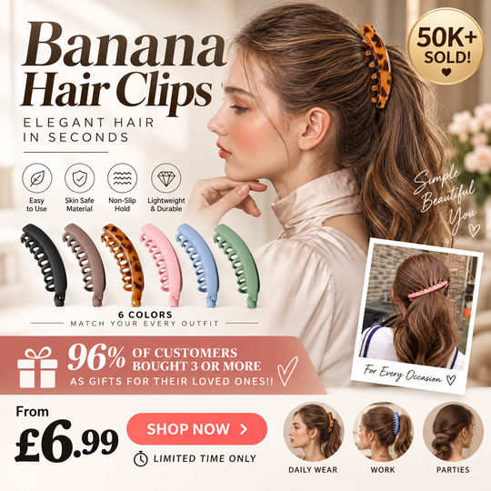 🥳HOT SALE🥳💞50K+ SOLD! Banana Hair Clips ! Non-slip, easy open & 6 colors. Elegant ponytails – grab yours! ✅
