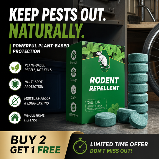 🥳 All‑Pest Repellent – Safe for pets & wildlife. No poisons, just effective. Use indoors & out. 🐾