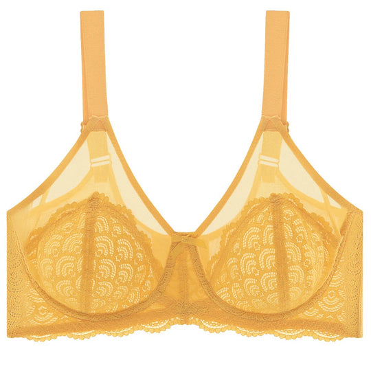 💜Mermaid Scales Sexy Lace Plus Size Unlined Underwire Non-padded Full Coverage Minimizer Bra with Back Smoothingfor Women Large Bust