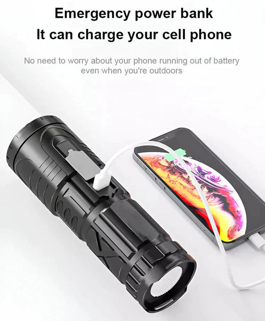 Hvid laserteleskopisk zoomlommelygte