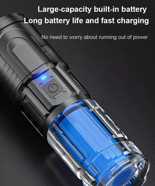 Hvid laserteleskopisk zoomlommelygte